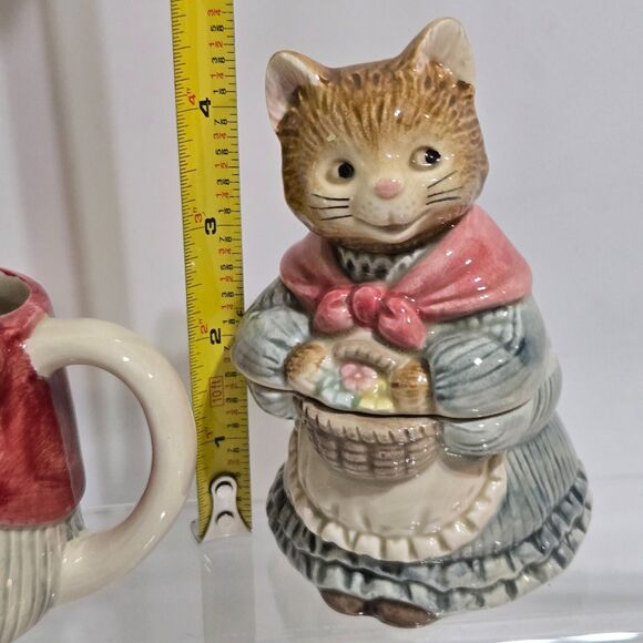 Otagiri Mr. & Mrs. Whiskers Creamer Sugar Set Cats Kitten Anthropomorphic couple - Picture 9 of 9